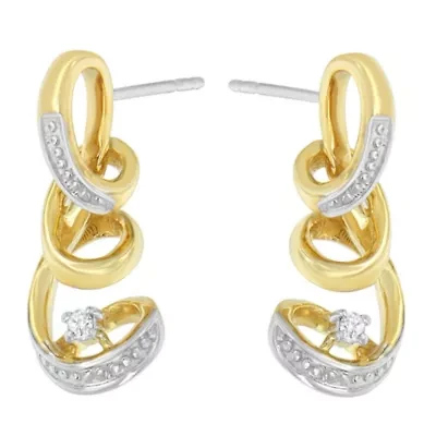 Espira 10K Two Tone Gold Round Diamond Earring