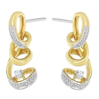 Espira 10K Two Tone Gold Round Diamond Earring