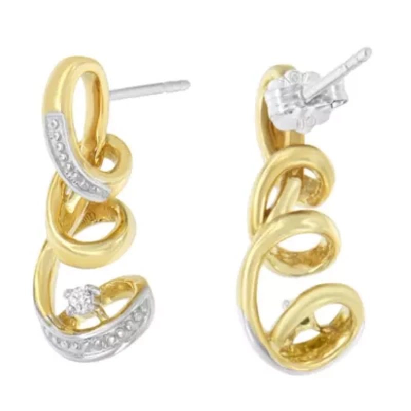Espira 10K Two Tone Gold Round Diamond Earring