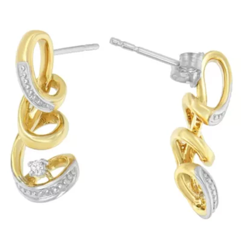 Espira 10K Two Tone Gold Round Diamond Earring