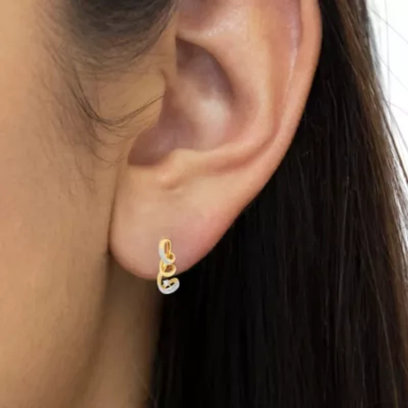 Espira 10K Two Tone Gold Round Diamond Earring