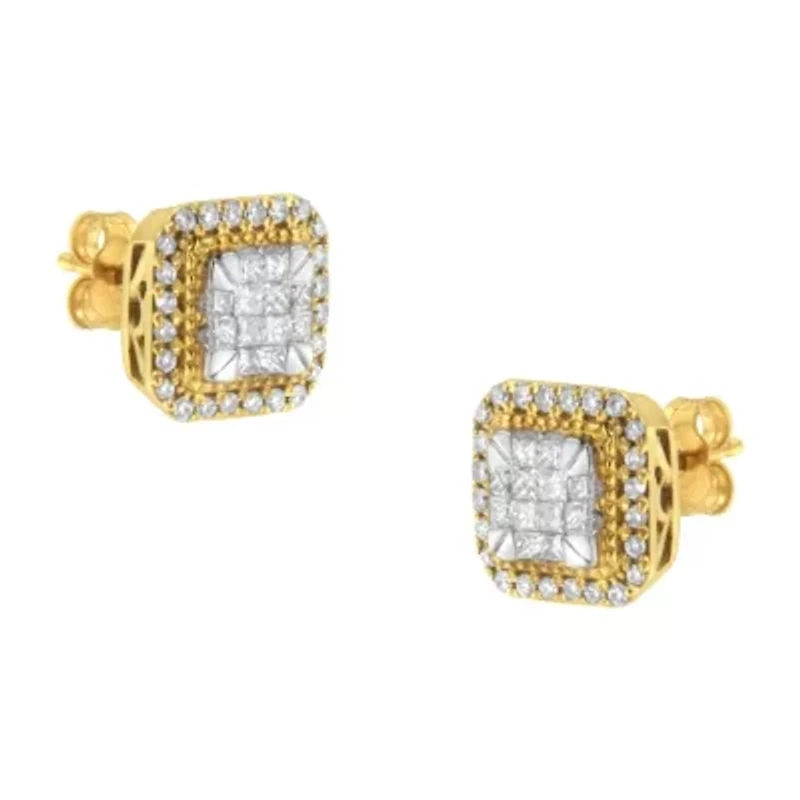 10KT Yellow Gold Diamond Stud Earrings