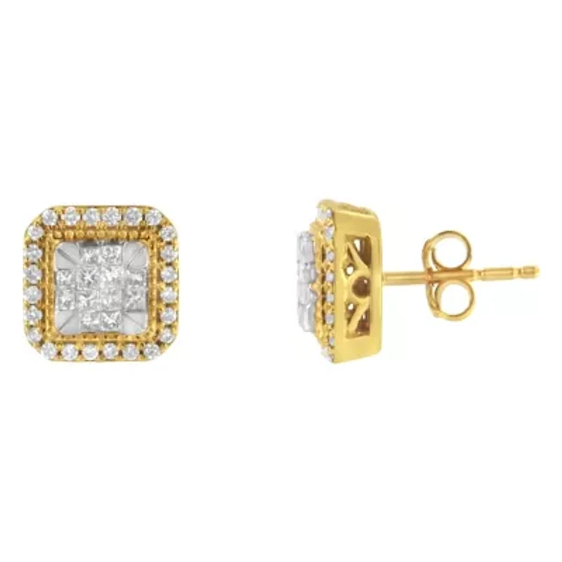 10KT Yellow Gold Diamond Stud Earrings