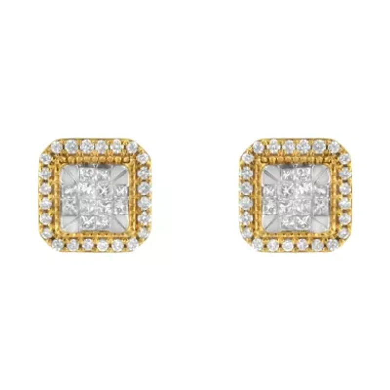 10KT Yellow Gold Diamond Stud Earrings