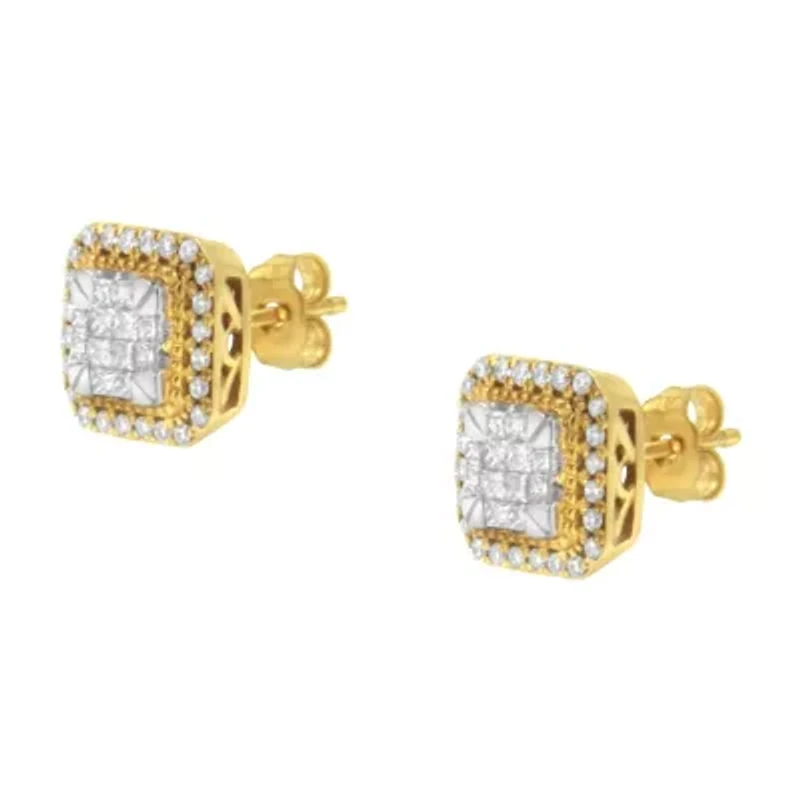 10KT Yellow Gold Diamond Stud Earrings