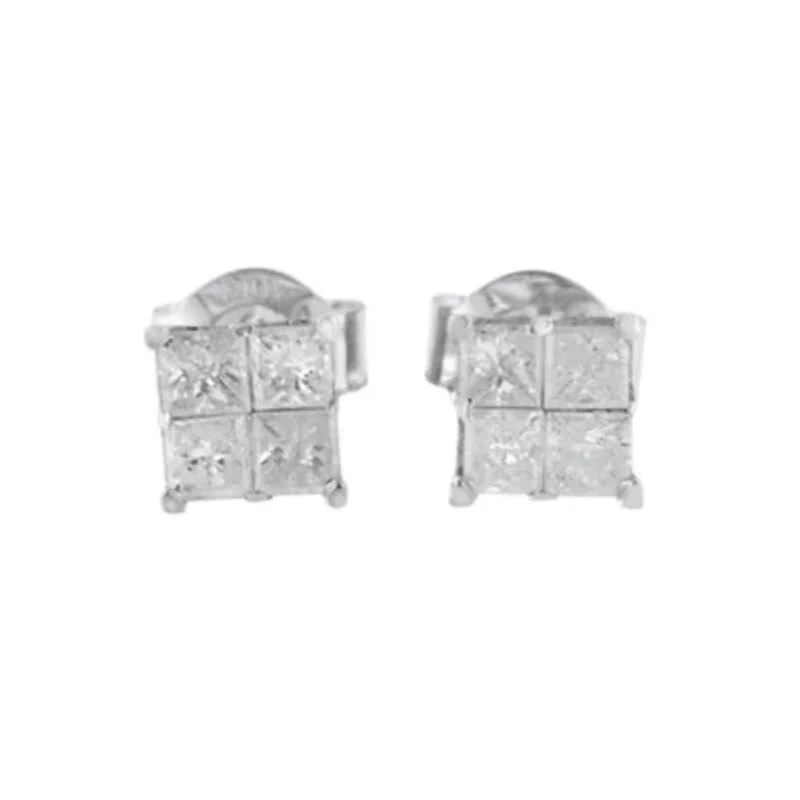 10k White Gold Diamond Stud Earrings