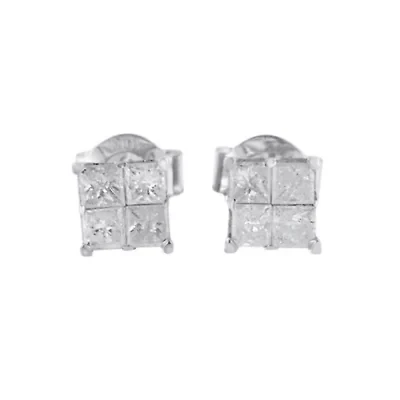 10k White Gold Diamond Stud Earrings
