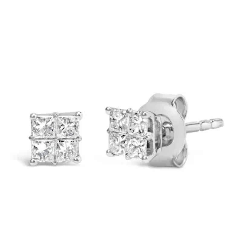 10KT White Gold Diamond Composite Stud Earring