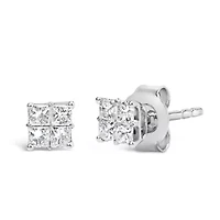 10KT White Gold Diamond Composite Stud Earring