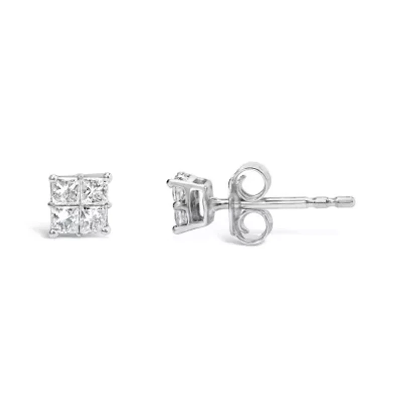 10KT White Gold Diamond Composite Stud Earring