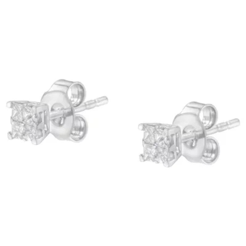 10KT White Gold Diamond Composite Stud Earring