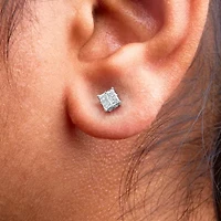 10KT White Gold Diamond Composite Stud Earring