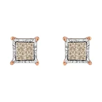 10K Two-Toned Gold PrincessComposite Diamond Stud Earrings
