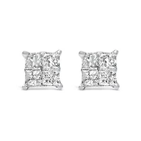 10K White Gold Diamond Stud Earrings