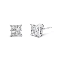 10K White Gold Diamond Stud Earrings