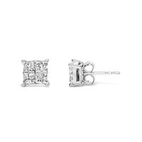 10K White Gold Diamond Stud Earrings