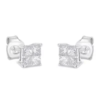 10K White Gold Diamond Stud Earrings