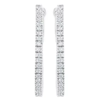 10KT White Gold 1/2 Ct Diamond Hoop Earrings