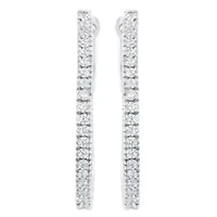 10KT White Gold 1/2 Ct Diamond Hoop Earrings