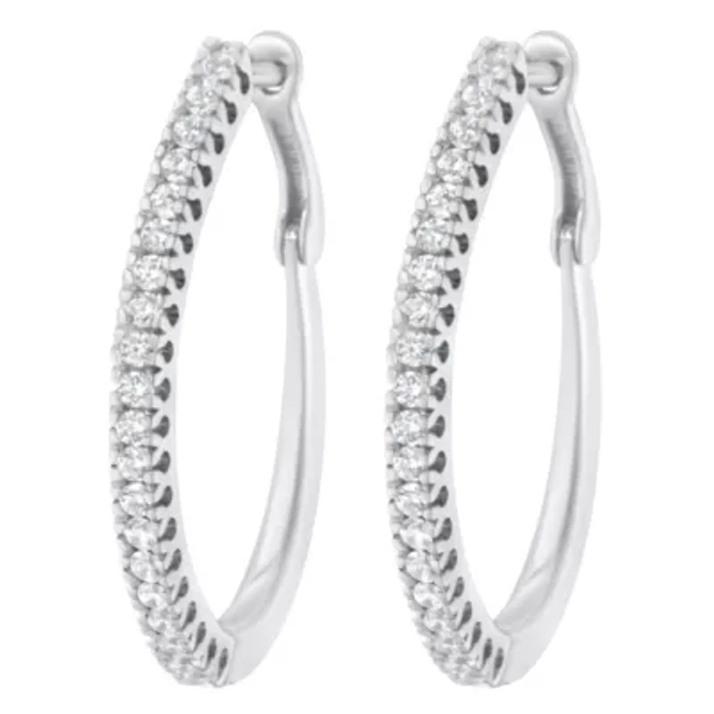 10KT White Gold 1/2 Ct Diamond Hoop Earrings