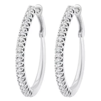 10KT White Gold 1/2 Ct Diamond Hoop Earrings