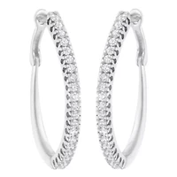 10KT White Gold 1/2 Ct Diamond Hoop Earrings