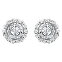 10KT White Gold 1/2 Ct Double Halo Diamond Stud Earrings