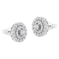 10KT White Gold 1/2 Ct Double Halo Diamond Stud Earrings