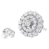 10KT White Gold 1/2 Ct Double Halo Diamond Stud Earrings