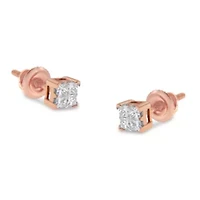 10KT Gold 1/4 Ct Princess Diamond Stud Earring