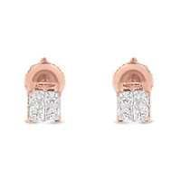 10KT Gold 1/4 Ct Princess Diamond Stud Earring