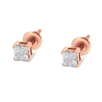 10KT Gold 1/4 Ct Princess Diamond Stud Earring