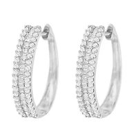 10K White Gold Diamond Hoop Earrings