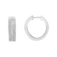 10K White Gold Diamond Hoop Earring