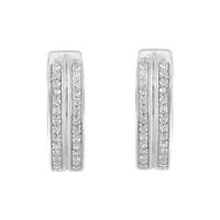 10K White Gold Diamond Hoop Earring