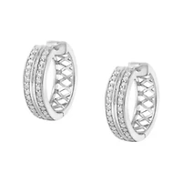 10K White Gold Diamond Hoop Earring