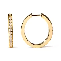 10K Yellow Gold 1/2 Ct RoundDiamond Hoop Earrings