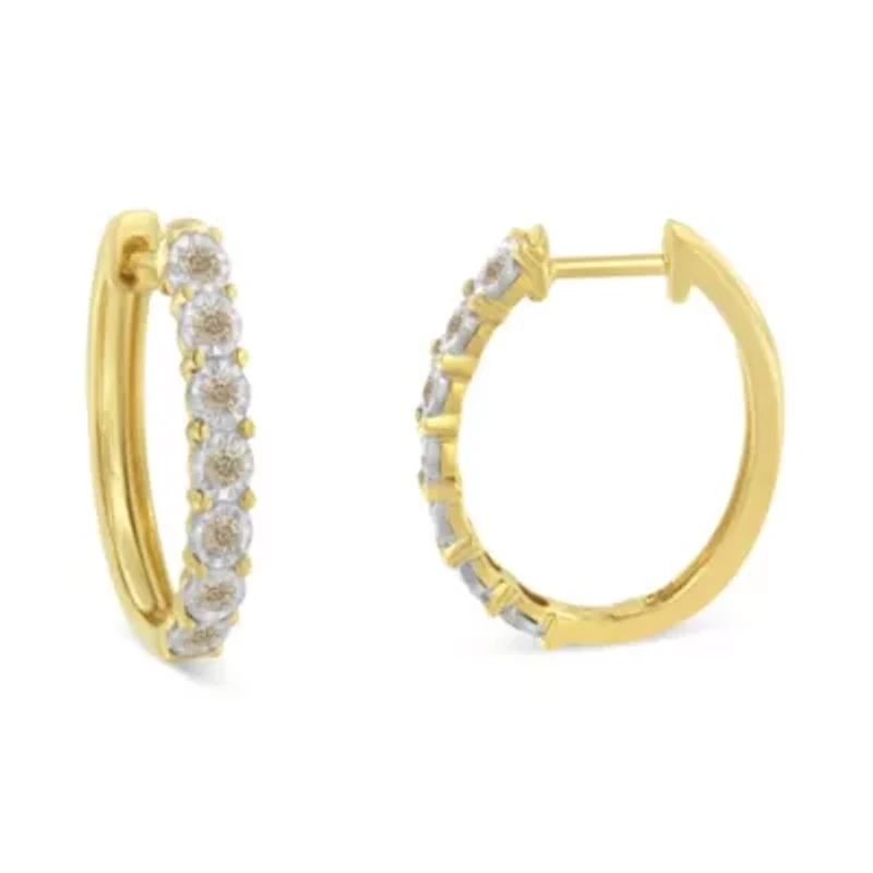 10KT Two-Toned Gold Diamond Hoop Earring
