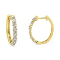 10KT Two-Toned Gold Diamond Hoop Earring