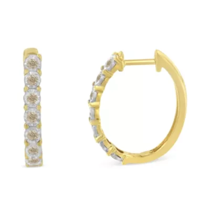 10KT Two-Toned Gold Diamond Hoop Earring