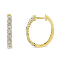 10KT Two-Toned Gold Diamond Hoop Earring