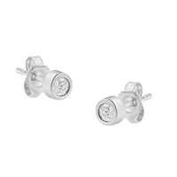 10K Gold 1/7 Ct Round Diamond Bezel- Stud Earrings