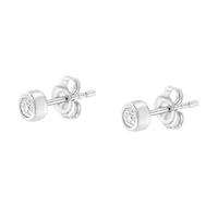10K Gold 1/7 Ct Round Diamond Bezel- Stud Earrings