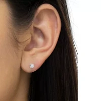 10K Gold 1/7 Ct Round Diamond Bezel- Stud Earrings