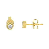 10K Gold 1/7 Ct Round Diamond Bezel- Stud Earrings