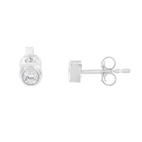 10K White Gold 1/5 Ct Diamond Bezel- Solitaire Stud Earrings