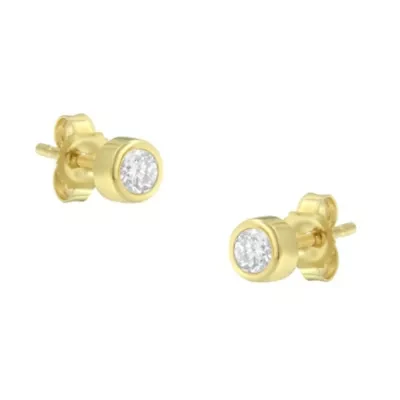10K White Gold 1/5 Ct Diamond Bezel- Solitaire Stud Earrings