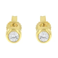 10K White Gold 1/5 Ct Diamond Bezel- Solitaire Stud Earrings