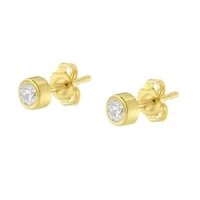 10K White Gold 1/5 Ct Diamond Bezel- Solitaire Stud Earrings