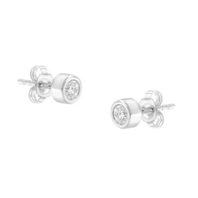 10K Gold 1/4 Ct Diamond Bezel- Stud Earrings